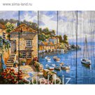 Роспись по дереву "Город у моря", 40 × 50 см