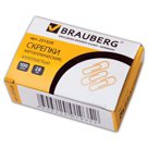 Скрепки BRAUBERG, 28 мм, золотистые, 100 шт., в картонной коробке