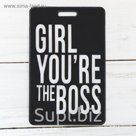 Чехол для бейджа и карточек "GIRL YOU'RE THE BOSS", 6,5 х 10 см
