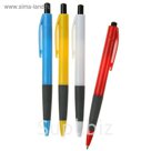 Ручка шариковая авт 0,8мм Офис корпус МИКС с резиновым держателем стержень синий