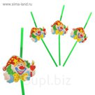 Трубочка для коктейля "Клоун со свечой", набор 6 шт.