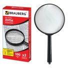 Лупа просмотровая BRAUBERG, диаметр 100 мм, увеличение 3
