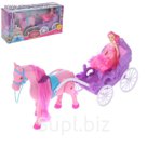 Карета для кукол "Для принцессы" с куклой, лошадка ходит, звуковые эффекты, МИКС