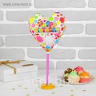 Шар фольгированный 7" "Цветы" Шар+зажим+трубочка+подставка