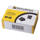 Зажимы для бумаг BRAUBERG, комплект 12 шт., 41 мм, на 200 л., черные, в картонной коробке