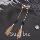 Серьги висячие "Кисти", цвет чёрный в золоте