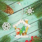 Подвеска новогодняя "Дед мороз в домике"