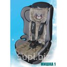 Накидка АВТОНЯША для детского автокресла Мишка серая