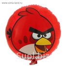 Шар фольгированный 18" Angry Birds, круг, цвет красный