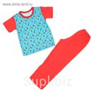 Пижама для мальчика (футболка+брюки), рост 116-122 см, цвет красный, принт микс 1311-64