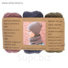 Набор для вязания: Снуд и шапочка BEANIE 3014 (розовый, оливковый, синий)