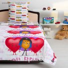 КПБ 1,5 "Emoji movie" Побег 215x143, 214x150, 70x70 1 шт., бязь, хл100%, 120г/м