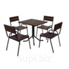 Комплект уличной мебели 1 стол, 4 стула (пластик под дерево)