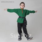 Детская рубаха с кушаком, цвет зелёный, 6-7 лет