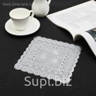 Салфетка ажурная ПВХ 20x20 "Букет" серебро