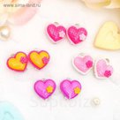 Клипсы детские "Выбражулька" сердечко с цветочком цвет МИКС