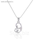 Кулон "Сердце" трио, цвет белый в серебре, 45см