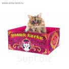 Домик-коробка с матрасом "Домик киски",открытая