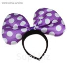 Карнавальный ободок "Бант" крупный горох, МИКС