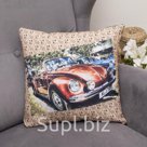 Подушка декоративная Ретро Авто 01, 40х40см, габардин, синтетич. волокно, 160 гр/м