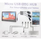 Кабель - переходник (хаб) OTG Micro USB HUB, 3 порта, 2 x USB, 1 x питание (зарядка)