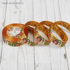 Лента атласная "Цветы", 25мм, 23±1м, №155, цвет бежевый