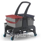 Уборочная тележка PROCART JET 723S с 2-мя непротекаемыми ведрами по 22 л. и ведром для аксессуаров