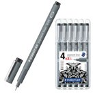 Ручки художественные капиллярные STAEDTLER «Pigment Liner», набор 6 шт., 0,05/0,1/0,2/0,3/0,5/0,8 мм, черные