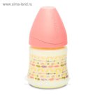 Бутылочка Suavinex 150мл от 0 мес. кругл. латекс. соска, (3 потока), розовая "Индеец"