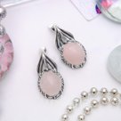 Серьги посеребрение калла Кварц розовый