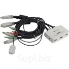 Multico EW-K1302HD 2-port HDMI USB KVM Switch (клавиатураUSB+мышьUSB+HDMI+Audio, проводной ПДУ, кабели несъемные) MultiCo