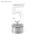 Свеча светодиодная "Цифра 5", цвет серебро