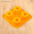 Форма для выпечки, 4 ячейки, 18х18х3,8 см "Немецкий кекс. Заварное печенье", цвета МИКС