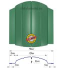 Металлический штакетник (евроштакетник) полукруглый 110мм RAL 6029 Зеленая Мята