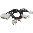 Multico EW-K1302DU 2-port DVI USB KVM Switch (клавиатураUSB+мышь USB+DVI+Audio, проводной ПДУ, кабели несъемные) MultiCo