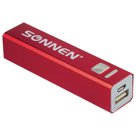 Аккумулятор внешний SONNEN POWERBANK V61С, 2600 mAh, литий-ионный, красный, алюминиевый корпус