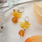 Серьги Кошачий глаз грозди цвет оранжевый