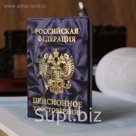 Обложка для пенсионного удостоверения, герб, тиснение, цвет фиолетовый