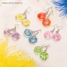 Серьги из стекла "Круг" цветочки, цвет МИКС