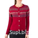 Женская жаккардовая кофта из шерсти ягненка WoolOvers, Артикул товара W6308, цвет Карминовый, размер M