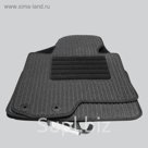 Коврики в салон для Nissan Patrol IV 2010-н.в. (3 ряда, перемычк), 6 шт., текстиль "Robust-Lux", сер
