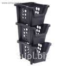 Набор ящиков 37х28х22 см Proxi, 3 шт, штабелируемые, цвет мокрый асфальт