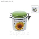 Банка для сыпучих продуктов (клипс) "Подсолнух", d=9,5 см. h=12 см, 500 мл (подарочная упаковка)
