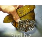 Кожаный ремень для джинс мужской