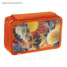 Пенал 3 отделения на молнии 3D Ракушки