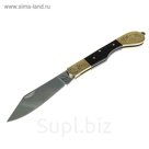Нож перочинный лезвие clip-point 9,6см, рукоять золото с узорами и вставка темное дерево 22см 1850
