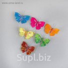 Декор "Бабочки" на палочке (набор 12 шт), цвета МИКС