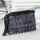 Косметичка дорожная "Клетка", отдел на молнии, с ручкой, цвет синий