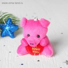 Мягкая игрушка-брелок "Хрюша" с сердцем, цвета микс