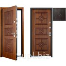 Размеры: 860x2050мм, 960x2050мм
Открывание: правое или левое
Цвет полотна: черный шелк.
Внешняя отделка: МДФ панель с фрезеровкой толщиной 10мм
Цвет: Дуб медов…